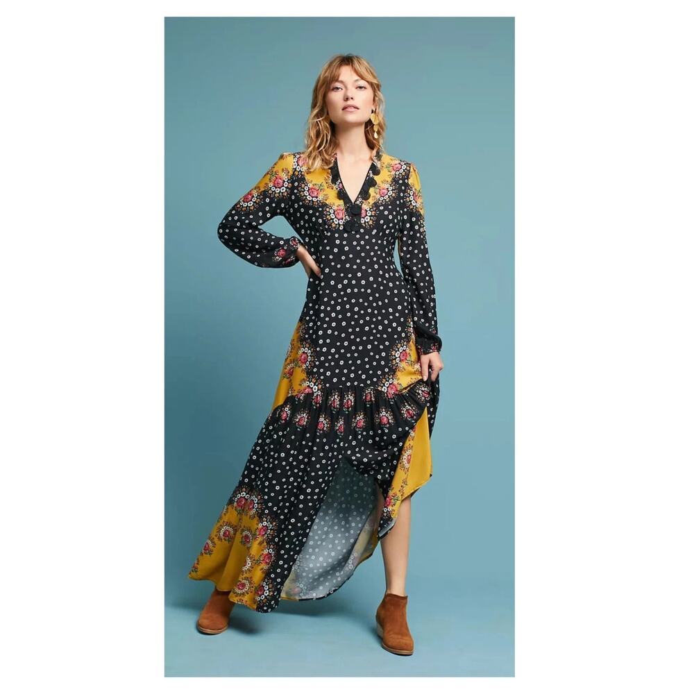 NEW Farm Rio Floral-Blocked Maxi Dress Size XS